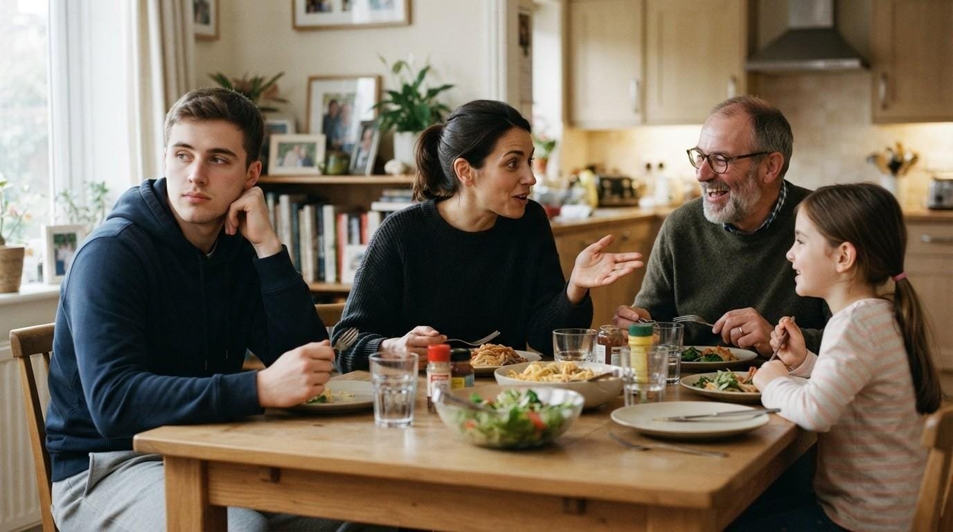 Family-Having-Meal-Ambiguous-Loss