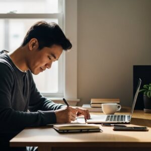 Monk-Mode-Asian-Man-Sits-Near-Window