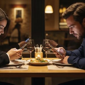Two-Persons-At-Dinner-Staring-At-Their-Phones