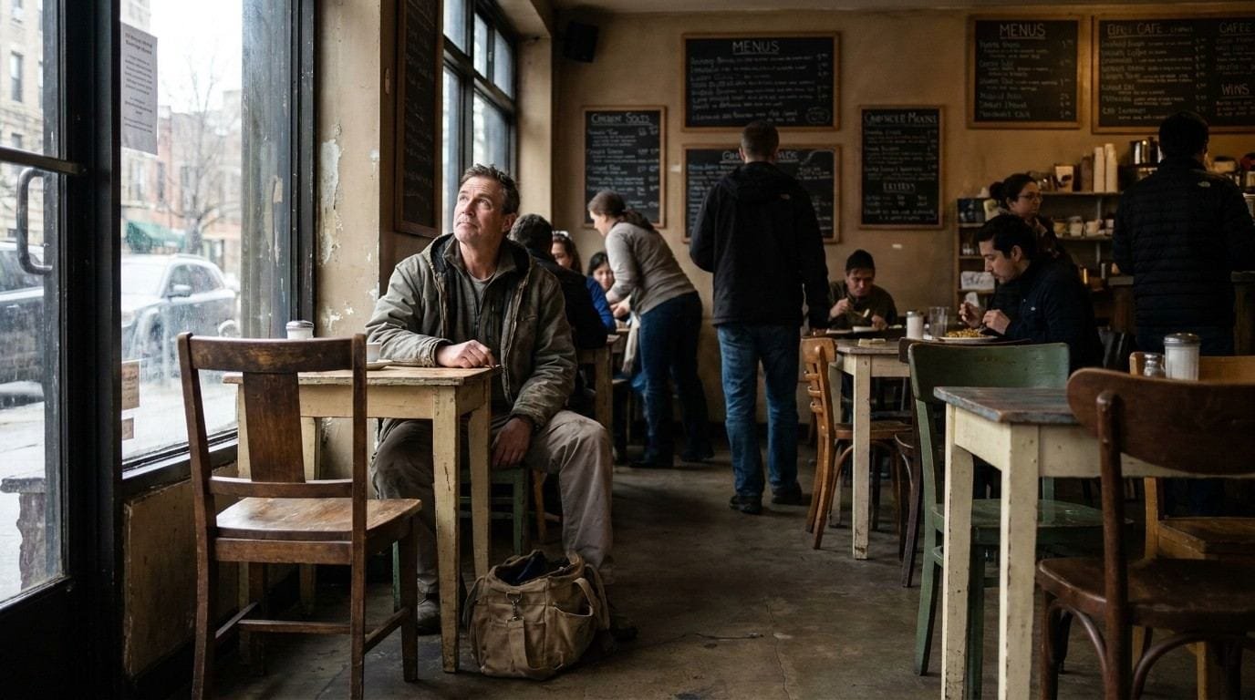 Groundhog Day and the Problem With a Life That Works 1 Office-Worker-Sitting-In-Cafe-Groundhog-Day